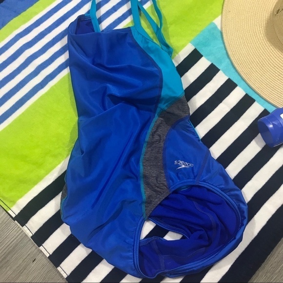 Speedo Blue One Piece Swimsuit Size 10/36 - Picture 4 of 7